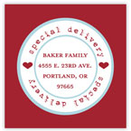 Take Note Designs Valentine's Day Address Labels - Special Delivery Red & Aqua